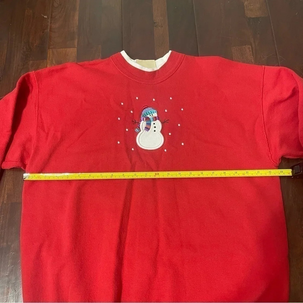 Top Stitch By Morning Sun Double Collar Red Snowman Sweatshirt Crewneck XL - Picture 5 of 8